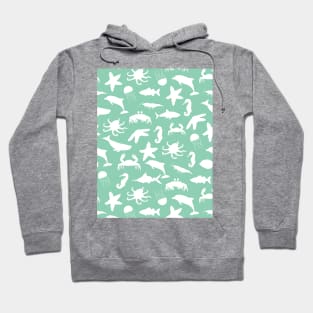 Underwater white silhouette animals world Hoodie